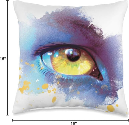 Avatar: The Way of Water Na’vi Golden Eye Watercolor Throw Pillow