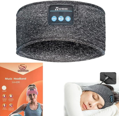 Bluetooth Headphones, Sleep Headphones Headband Wireless for Sleeping Side Sleepers - Adjustable Sleep Headphone, and Bluetooth Headbands for Women Men(Grey)