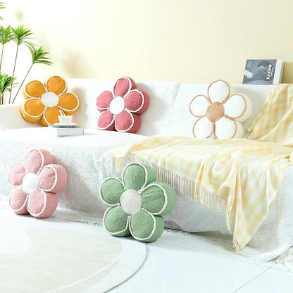 Sioloc Flower Shaped Pillow Daisy Pillows Floor Cushion Pastel Cute Seat Cushions Aesthetic Classroom Dorm Decorative Fun Throw Pillow for Bed,Couch(Sage Green,19.7")
