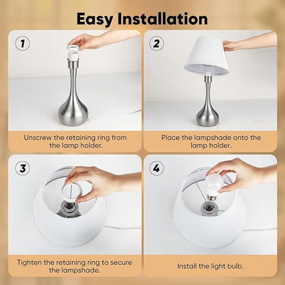 17” Touch Table Lamp for Bedroom Set of 2, 3-Way Dimmable Bedside Lamp for Nightstand, Modern Metal Desk Lamp with Linen Shade for Living Room, Kids Reading, Dorm, Home Office Decor, Bulb Included