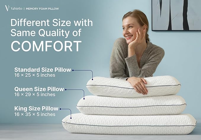 Cooling Gel Memory Foam Pillow - 2-Pack - King Size Bed Pillows For Sleeping - Medium-Firm - Back, Stomach and Side Sleeper Pillow - Shoulder & Back Pain Relief - Washable , Bamboo Viscose Cover