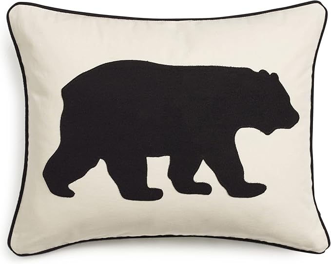 Eddie Bauer Home Throw Pillow with Zipper Closure, Perfect Luxurious Bedding Set for Bed or Sofa, 16" x 20", Bear Twill Black