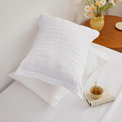 Love's cabin Seersucker White California King Comforter Set, 7-Piece All Season Lightweight Bed in a Bag Bedding Set with Comforter, Flat Sheet, Fitted Sheet, Pillowcases and Shams | Soft, Breathable, Lightweight