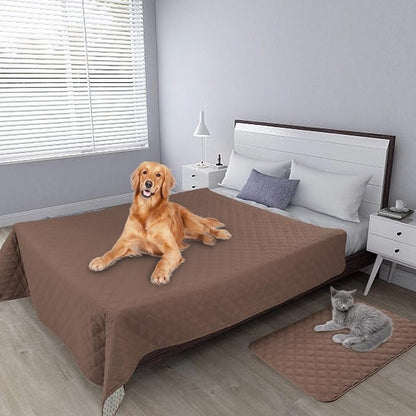 Easy-Going 100% Waterproof Dog Bed Cover, Non-Slip Pet Blanket for Furniture, Washable Couch Cover, Repleasement Sofa Cover (96x82 in,Brown)