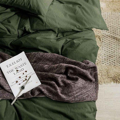 ETDIFFE Dark Green Queen Size Comforter, 3pc Soft Farmhouse Olive Bedding Set & Collection, Lightweight All Season Microfiber Down Alternative Bed Comforter with 2 Pillow Shams for Women Men