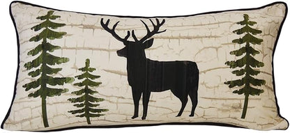 Donna Sharp Throw Pillow - Painted Deer - Lodge Decorative Throw Pillow with Deer in Forest Pattern - Polyester - Rectangle…