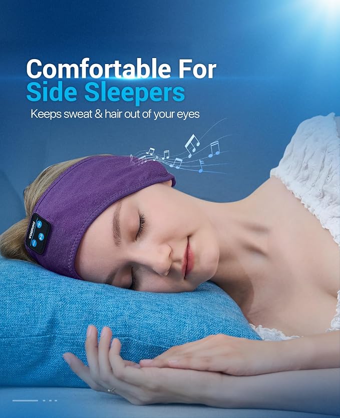 Voerou Sleep Headphones Bluetooth Headband - Adjustable Wireless Sports Sleeping Headphones with Upgraded Battery, Tech Gifts for Men Women Side Sleepers Office Nap, Travel, Yoga, Workout, Meditation