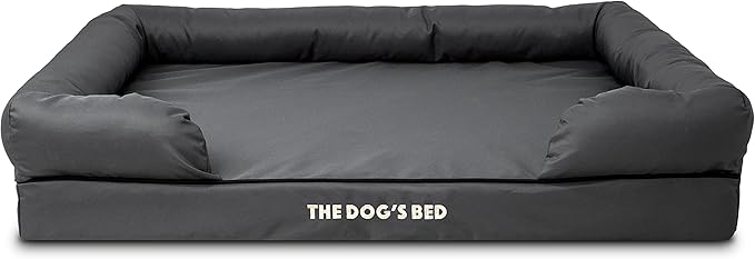The Dog’s Bed Orthopedic Memory Foam Dog Bed with Bolsters, Oxford Fabric, Grey with Black Trim, XL