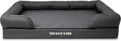 The Dog’s Bed Orthopedic Memory Foam Dog Bed with Bolsters, Oxford Fabric, Grey with Black Trim, XL