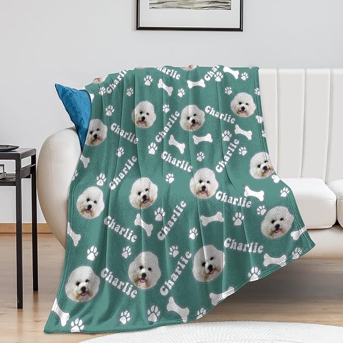 Personalized Dog Blanket with Name Customized Paw Prints Pet Blanket Loss Memorial Soft Throw Blankets Customized Pet Bereavement Gift Blanket Gift for Dog Lover Dog Mom Dog Dad