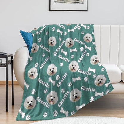 Personalized Dog Blanket with Name Customized Paw Prints Pet Blanket Loss Memorial Soft Throw Blankets Customized Pet Bereavement Gift Blanket Gift for Dog Lover Dog Mom Dog Dad