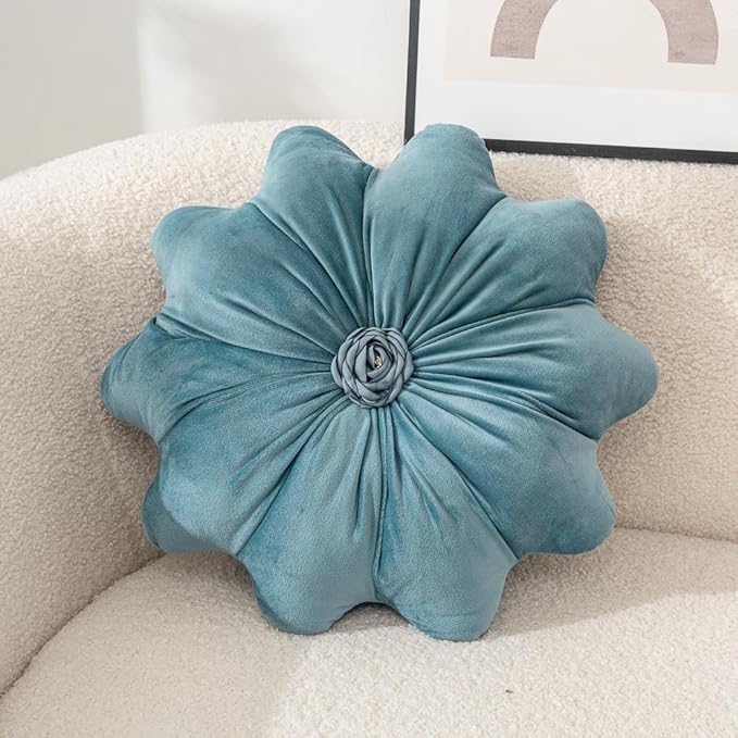15.7 Inches Round Throw Pillows Velvet Flower Chair Cushion for Couch Sofa Chair Bed Home Decoration