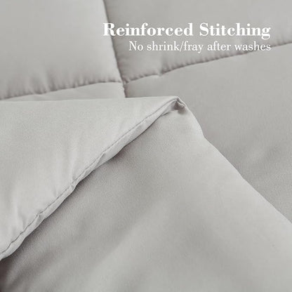EMME Queen Comforter Set - 7 Piece, Ultra Soft Grey Bedding Sets, Bed in a Bag Queen, All Season Brushed Bed Set with 1 Comforter, 1 Flat Sheet, 1 Fitted Sheet, 2 Pillowcases and 2 Pillow Shams