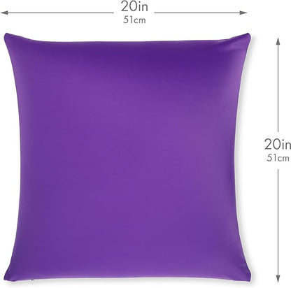 PILLOWY 20x20 Throw Pillowcase (Cover Only) -85/15 Nylon, Spandex - Luxurious, Silky, Stretchy & Soft - 1Pcs Solid Color - A Perfect Choice for Couch Chairs Sofa Bed Adult/Kids Bedroom, Dark Lavendar