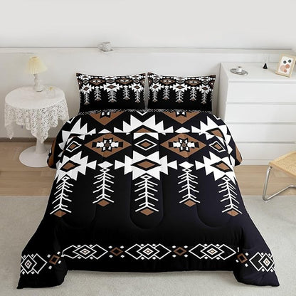 Erosebridal Rustic Western King Bedding Set, Boho Aztec Comforter Set for Kids Boys Teens Adult, Native Tribal Ethnic Duvet Insert Southwestern Farmhouse Geometric Down Comforter, 2 Pillow Cases