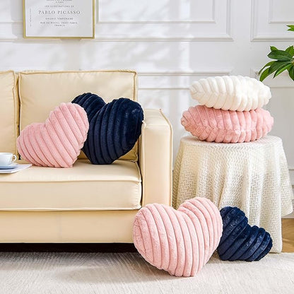 Heart Pillows Heart Decorative Pillow Soft Fluffy Heart Shaped Dusty Pink Throw Pillows with Faux Rabbit Fur Aesthetic Room Decor Cute Pillow for Valentines Mother's Day