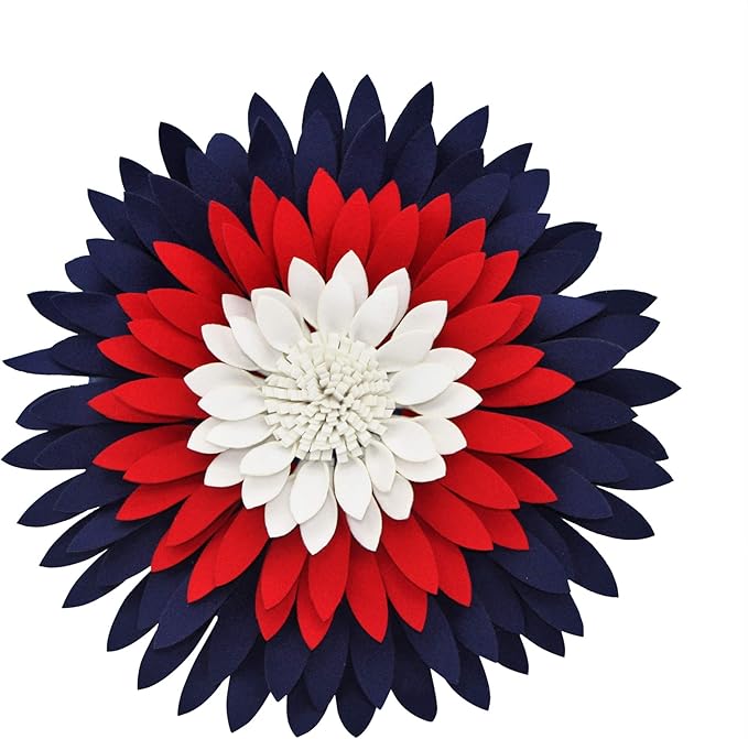 3D Daisy & Sunflower Decorative Pillows - 14.5" & 13" Flower Shaped Pillows With Insert, American Flag Pattern