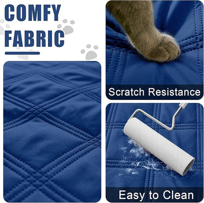 Smiry Waterproof Dog Bed Cover Blanket 82x102, Soft Reversible Pet Blanket, Washable Leakproof Cats Dogs Couch Cover for Sofa, Couch, Furniture, Navy/Blue