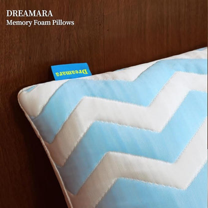 Dreamara Cooling Bed Pillows King Size – Adjustable Loft Shredded Memory Foam Pillows for Side, Back & Stomach Sleepers, Supportive & Breathable for Hot Sleepers (Blue)
