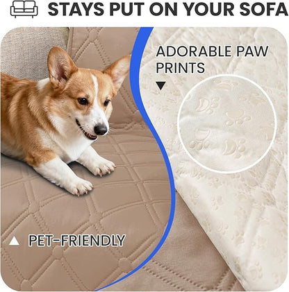 Waterproof Dog Blanket, Non-Slip Soft Pet Bed Cover, Couch Cover for Dogs Washable, Protects Sofa, Furniture, Crate, Car, Tear Resistant Leakproof Pet Blanket (40x50 Inch, Khaki)