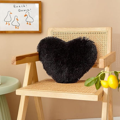 MOOWOO Fluffy Heart Pillow, Faux Fur Throw Pillow,Sherpa Plush Fluffy,Cute Soft Throw Cushion, Valentines Day,Thanks Giving Days,Christmas Day Decorative for Home Bed Couch Heart Shape
