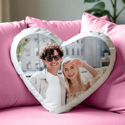 Custom Pillow with Picture & Text - Include Insert, Personalized Photo Pillow Double-Sided Printing, Custom Heart Pillow for Loved One | Personalized Couple Gifts for Birthday Anniversary