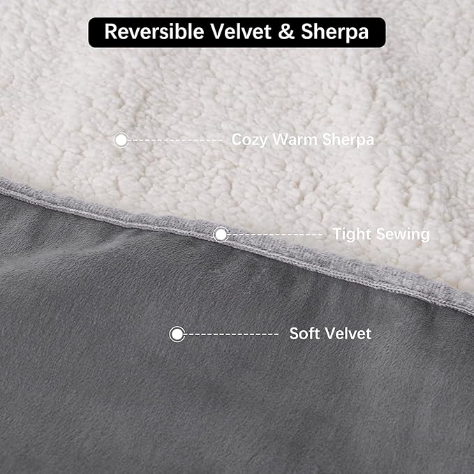 Waterproof Blanket for Bed, Leak Proof Dog Blankets for Couch Sofa Protection, Reversible Pet Sherpa Throw Furniture Protector Machine Washable(86"x90",Darkgrey)