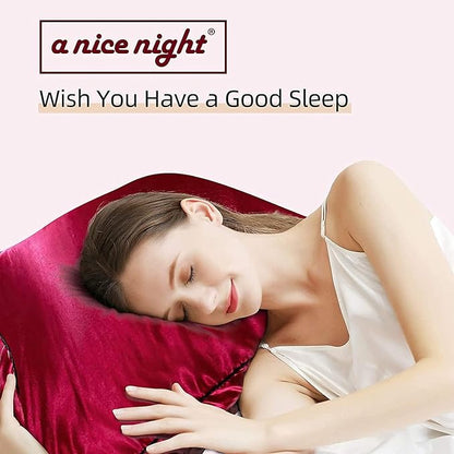 A Nice Night 5PCS Satin Silky Soft Quilt Luxury Super Soft Microfiber Bedding Thin Comforter Set Queen,Red