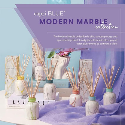 Capri Blue Modern Marble Reed Diffuser Set - Includes Reed Diffuser Sticks, Scented Oil & Glass Bottle - Luxury Scents for Bedroom Decor & Bathroom Air Freshener - Aloha Orchid (5.7 fl oz)