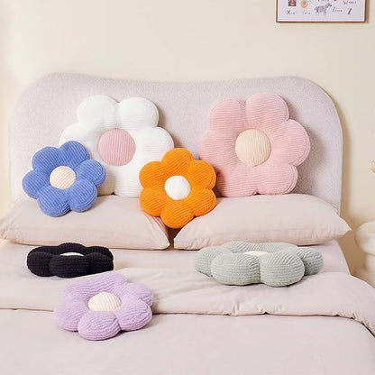 Flower Pillow, Cute Daisy Decorative Pillow for Bed, Soft Home Decor Floor Seating Cushion (Orange, 14.9 Inches)