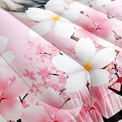 Kid Horse Comforter Set Full Room Floral Animal Theme Handsome Horse Chic Cherry Blossom Bedding Set 3D Wild Animal Decor Quilt Set for Girls Adult, 1 Comforter + 2 Pillowcases