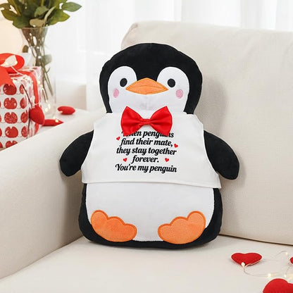 Valentines Day Penguin Pillow When Penguins Find Their Mate Gift Throw Pillows Penguin Plush Gifts for Adults Women Men Wife Husband Boyfriend Girlfriend