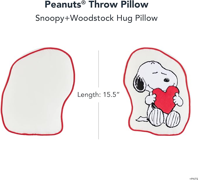 Berkshire Peanuts® Plush Throw Pillow, Gift Idea, Snoopy Cute Character Shaped Cushion, Soft Cozy Decor for Bed Couch Chair(Snoopy Heart Hug Pillow All Colorways, 15.5’’ L)