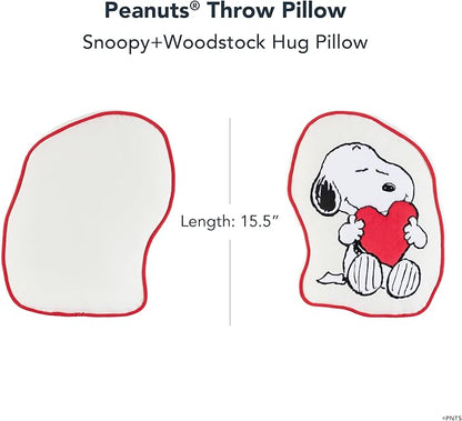 Berkshire Peanuts® Plush Throw Pillow, Gift Idea, Snoopy Cute Character Shaped Cushion, Soft Cozy Decor for Bed Couch Chair(Snoopy Heart Hug Pillow All Colorways, 15.5’’ L)