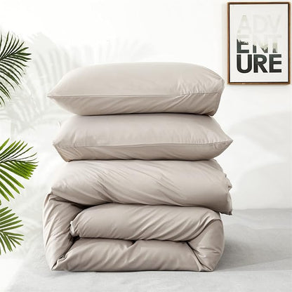 Wellboo Beige Khaki Comforters California King Boho Oatmeal Bedding Comforter Cotton Plain Beige Coffee Warm Blankets Women Men Modern Taupe Quilts Soft Durable Solid Tan Color Bed Set Lightweight