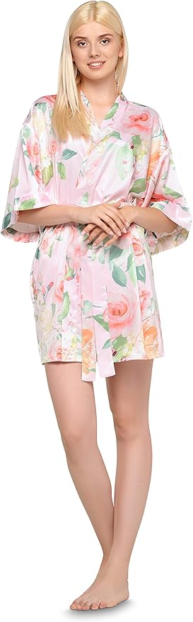 Turquaz Women's Bride Bridesmaids Silky Robe Satin Kimono Robes for Women Lingerie