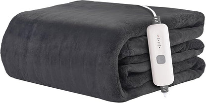Electric Heated Blanket 72"x84" Full Size Flannel Fleece - 4 Heat Settings & 10H Auto Shut Off for Safe Overnight Use, Fast Heating, Machine Washable for Bed, Couch, Office - Dark Grey