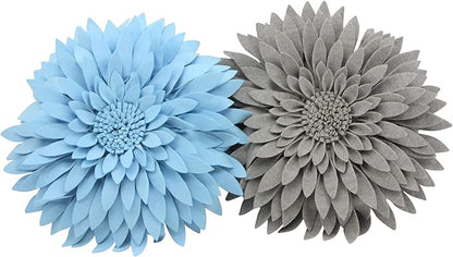 Contempo Lifestyles - Flower Pillow - Decorative, Couch & Bed, Round Shaped Pillow (18" Flower, 16" Pillow with Insert, Heather Grey)