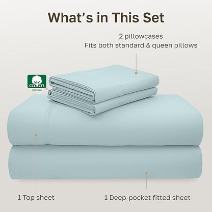 CALIFORNIA DESIGN DEN 5-Star Hotel 600 Thread Count 100% Cotton Sheets Set - Soft & Smooth Queen Sheet for Bed with Deep Pockets, Quality Beats Egyptian Cotton Sheets and Pillowcases (Seafoam)