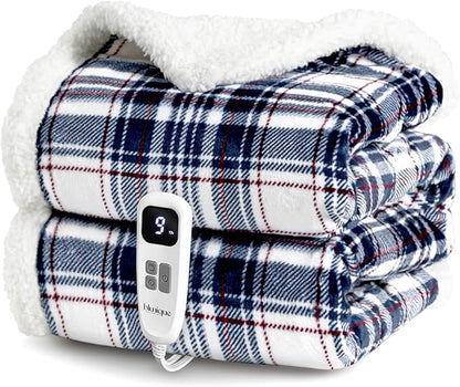 Heated Blanket Electric Throw-50''x60''Ultra Soft Cozy Plaid Flannel Fast Heating Electric Blanket with 10 Heat Levels & 10 Hours Auto Off, ETL Certified, Keep Warm in Home Office (Tartan)