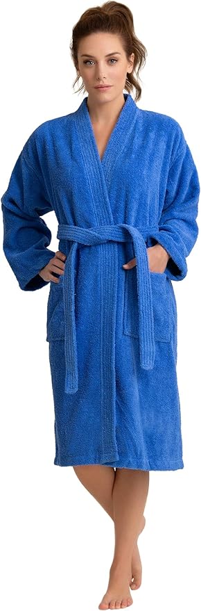Soft Touch Linen Women's Robe Terry Cotton Cloth- Kimono Style- Thick, Breathable & Comfortable- Lightweight & Absorbent