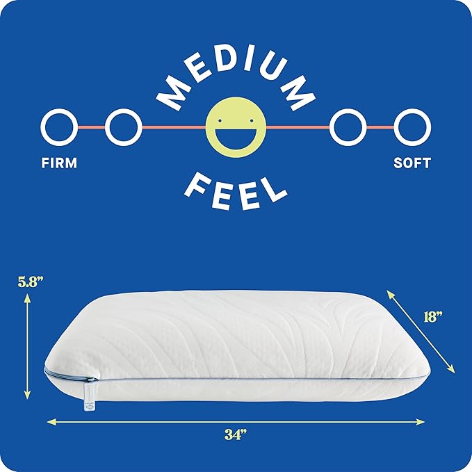 Sealy Dreamlife King Size Memory Foam Cooling Pillow with Surface Guard Technology, Removable Machine-Washable Cover, 1 Year Limited Warranty, White