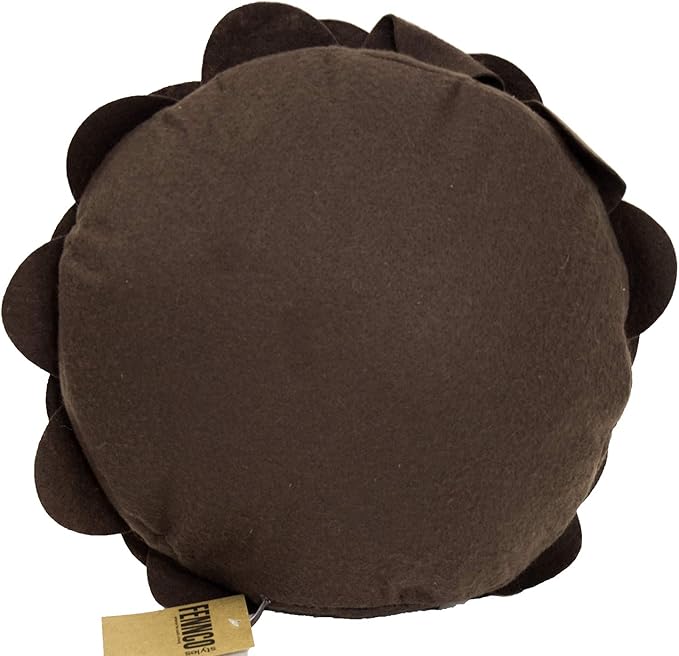 Fennco Styles Eva's Flower Garden Decorative Filled Throw Pillow 13" Round - Chocolate Floral Accent Pillow for Home, Couch, Bed, Living Room, Holiday and Office Décor