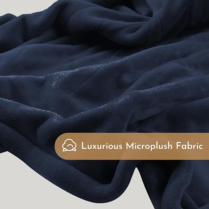 Electric Heated Blanket 62"x84" Twin Size Flannel Heated Blanket, Cozy & Warm for All Night, 4 Heat Settings & 10 Hours Auto Off, Machine Washable, Navy Blue