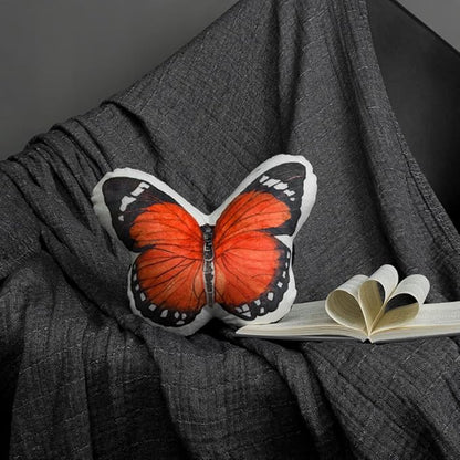 JWH 3D Butterfly Pillow Print Neck Pillows for Car Travel Plane Airplane Trip Headrest Small Pillow Long Flights Essentials Cute Head Rest Sleeping Napping Cushion with Elastic 8 x 12 Inch Orange