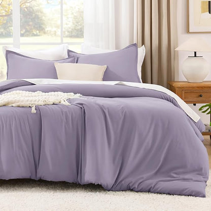 Litanika Grayish Purple Comforter Set Twin/Twin XL Size, 2 Pieces Lightweight Solid Bedding Comforter Set, All Season Fluffy Bed Set (66x90In Comforter & 1 Pillowcase)