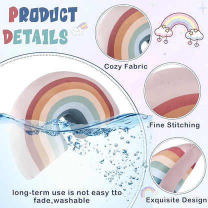 Chunful Rainbow Pillow for Girls Kids 13.8 x 8.7 x 4 Inch Plush Cute Rainbow Throw Pillow Arch Shaped Cushion Stuffed Decoration for Bed Chair Room Home Decor Easter Day(Pastel,2 Pcs)