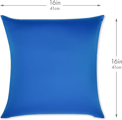 PILLOWY 16" x 16" Throw Pillow - Yeal Blue: 1 PCS Luxurious Premium Microbead Pillow with 85/15 Nylon/Spandex Fabric. Forever Fluffy, Outstanding Beauty & Support. Silky, Soft & Beyond Comfortable