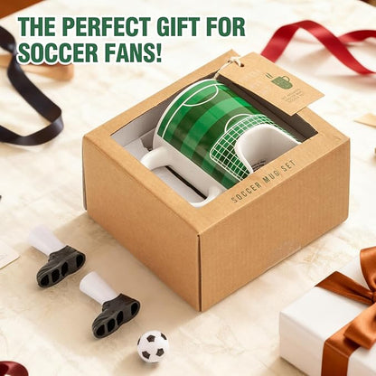 Soccer Mug Funny Coffee Cup Novelty Ceramic Mug With Cute Soccer Ball and Finger Shoes Football Players Gifts for Boys Football Lovers Coach Birthday Christmas Fathers Day