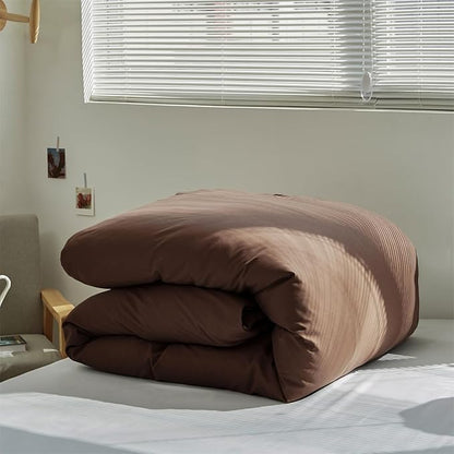 KAREVER Chestnut Brown Comforter Set Full Coffee Color Bedding Set 3 Pieces Solid Brown Color All Season Blanket Set Women Coffee Color Lightweight Comforter Set Full